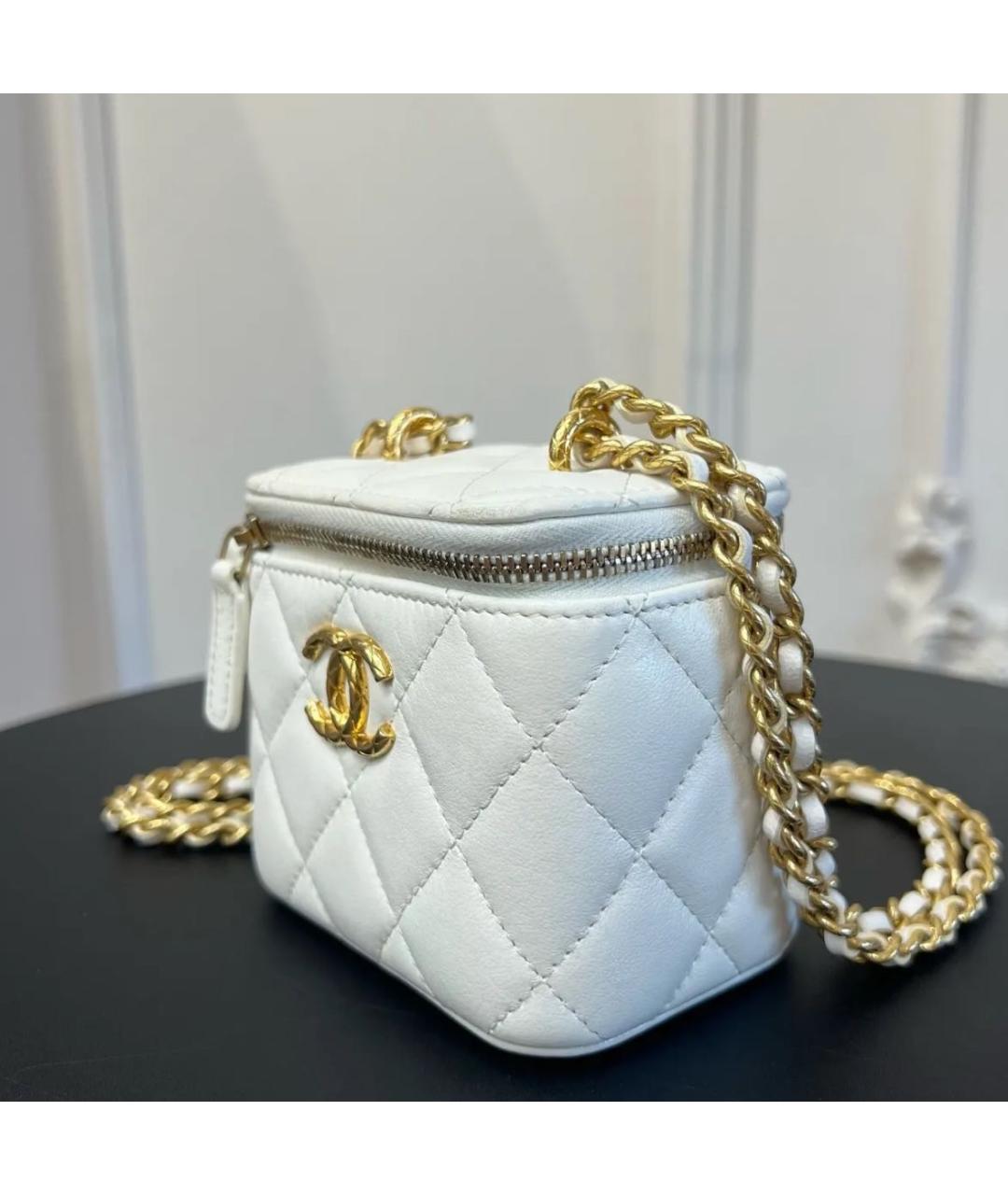 CHANEL Белая кожаная сумка через плечо, фото 6