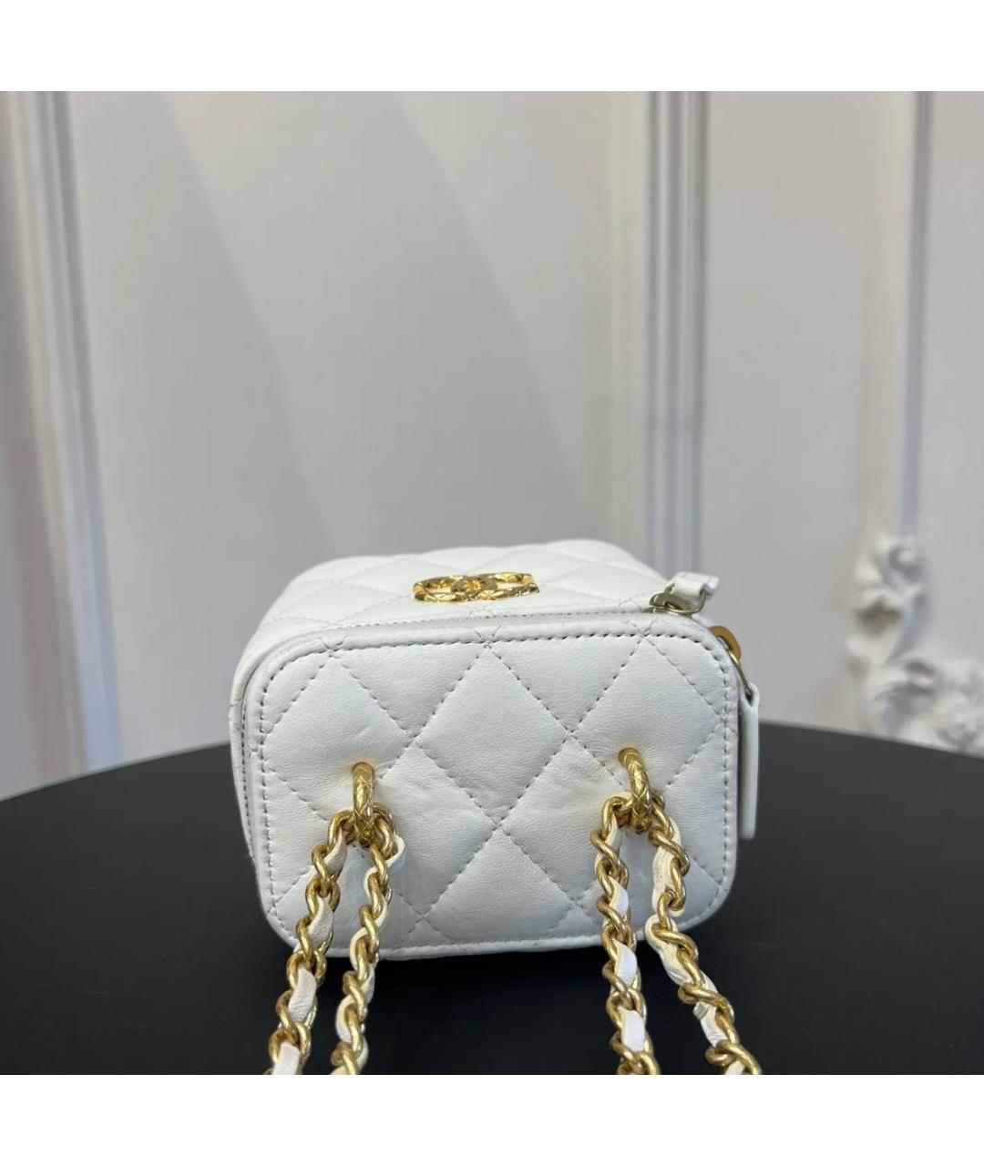 CHANEL Белая кожаная сумка через плечо, фото 7
