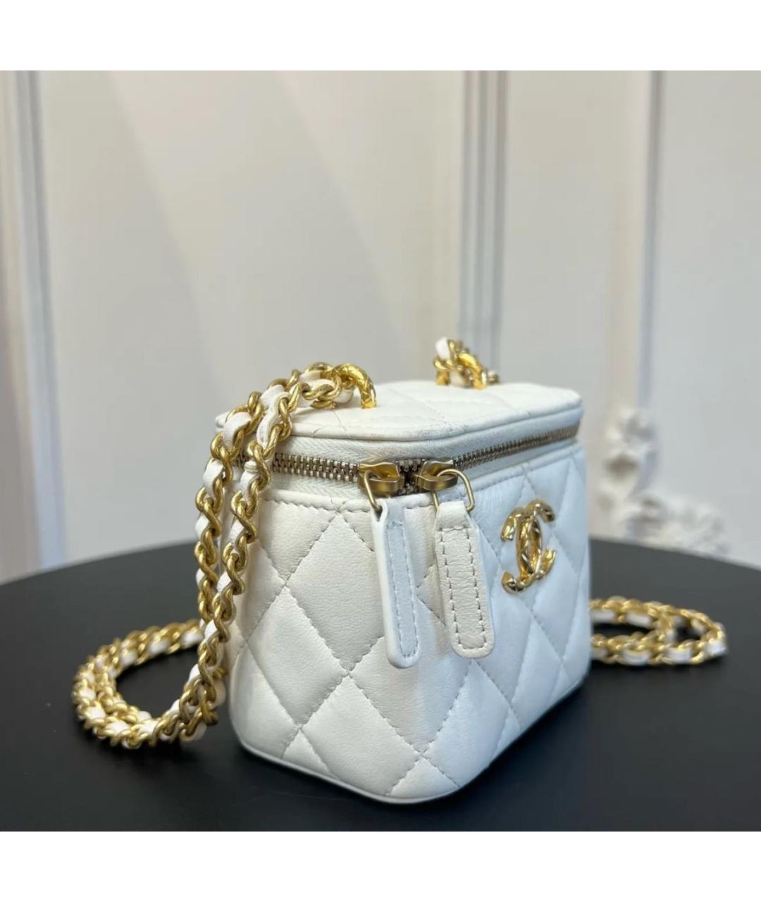 CHANEL Белая кожаная сумка через плечо, фото 5