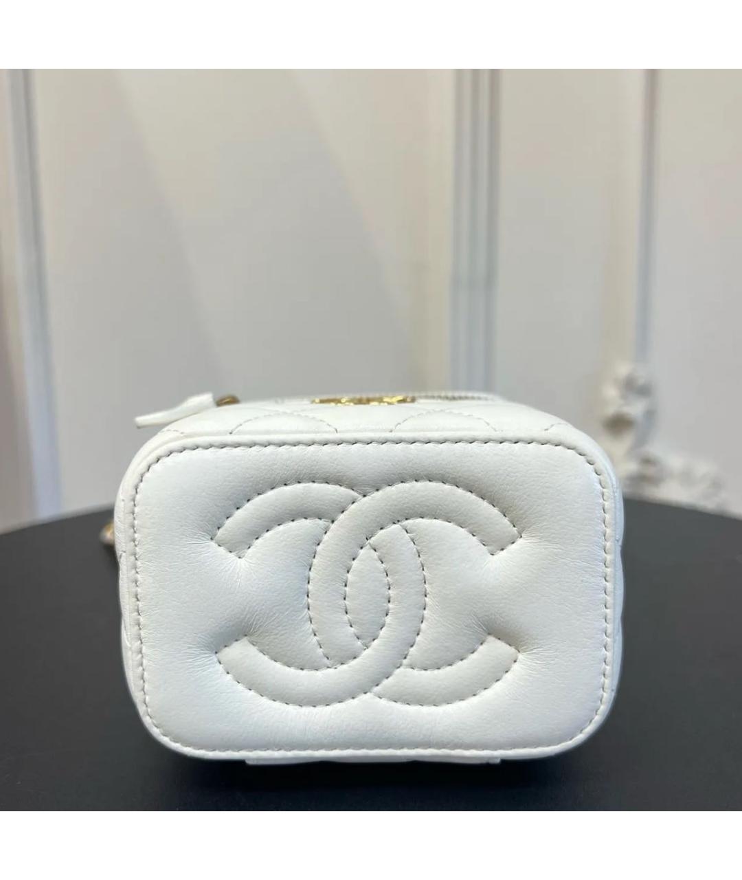 CHANEL Белая кожаная сумка через плечо, фото 3