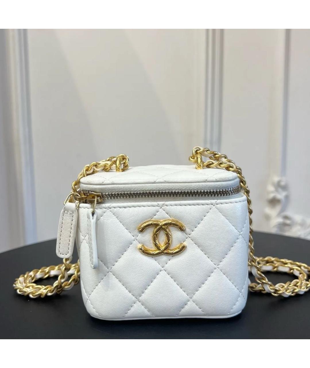 CHANEL Белая кожаная сумка через плечо, фото 9