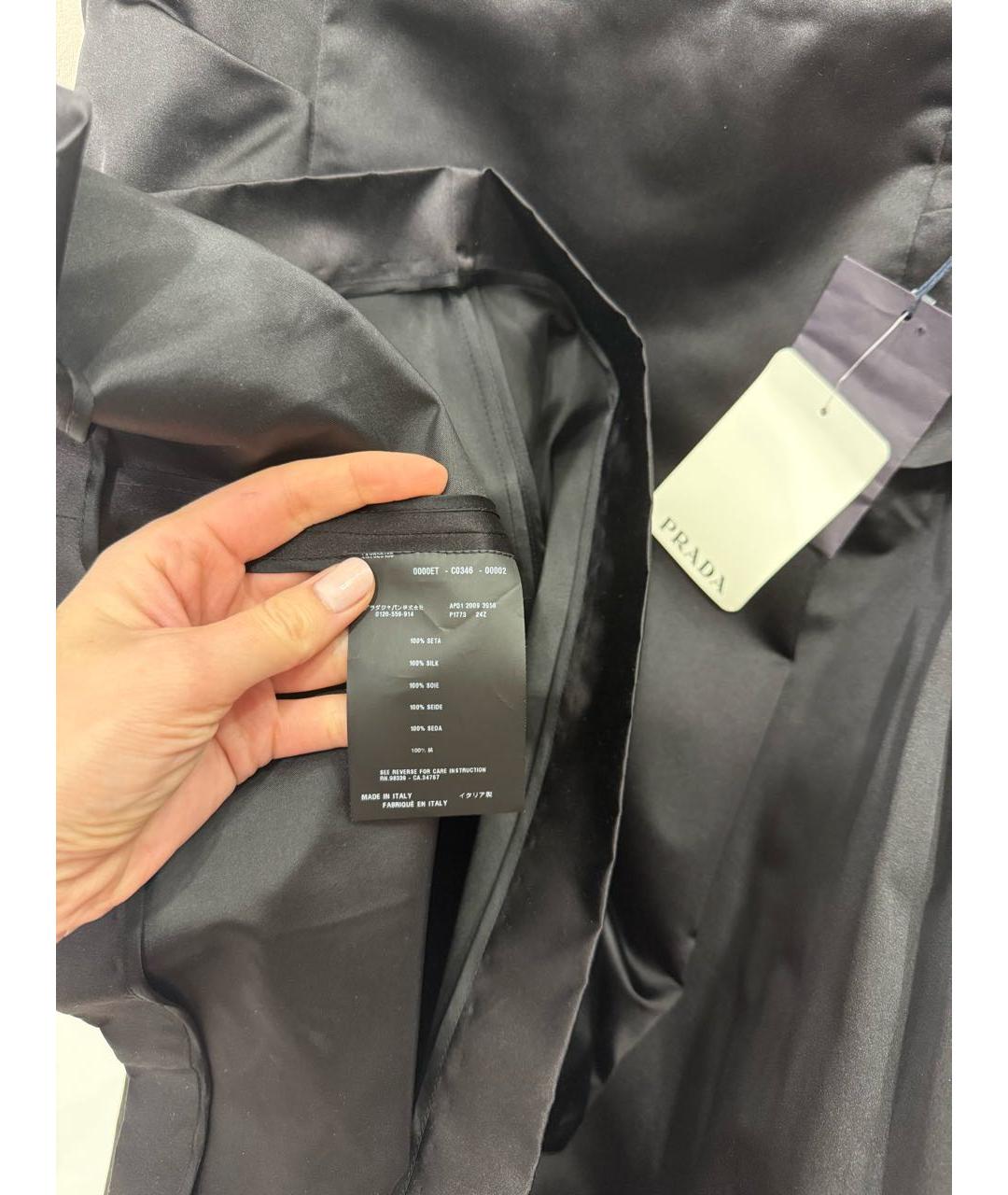 PRADA Черная шелковая юбка миди, фото 5