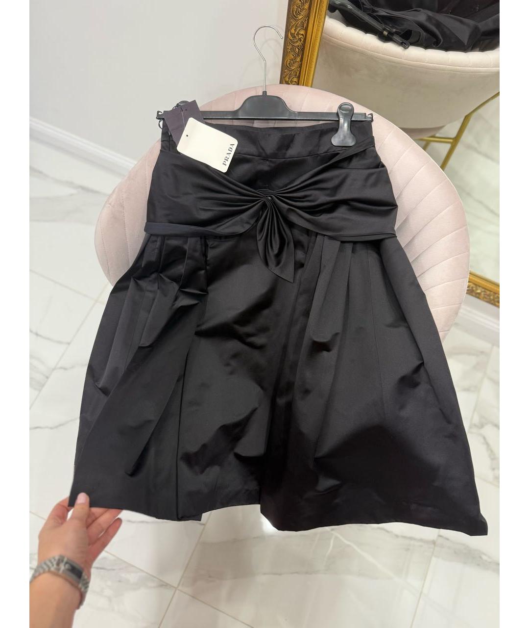 PRADA Черная шелковая юбка миди, фото 4