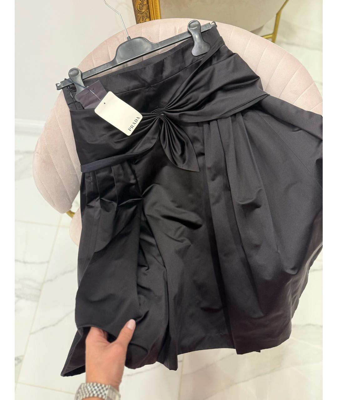 PRADA Черная шелковая юбка миди, фото 3