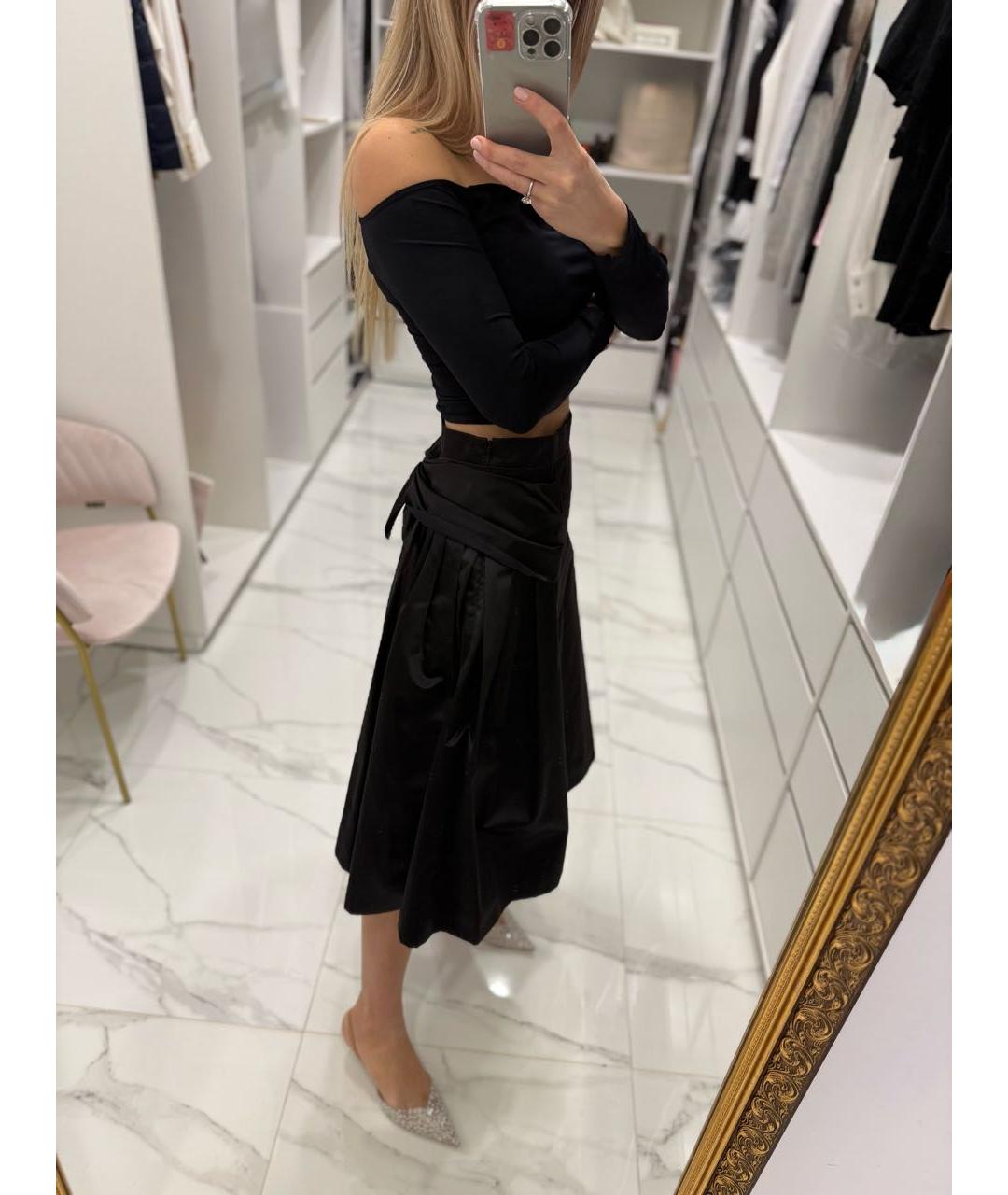 PRADA Черная шелковая юбка миди, фото 8