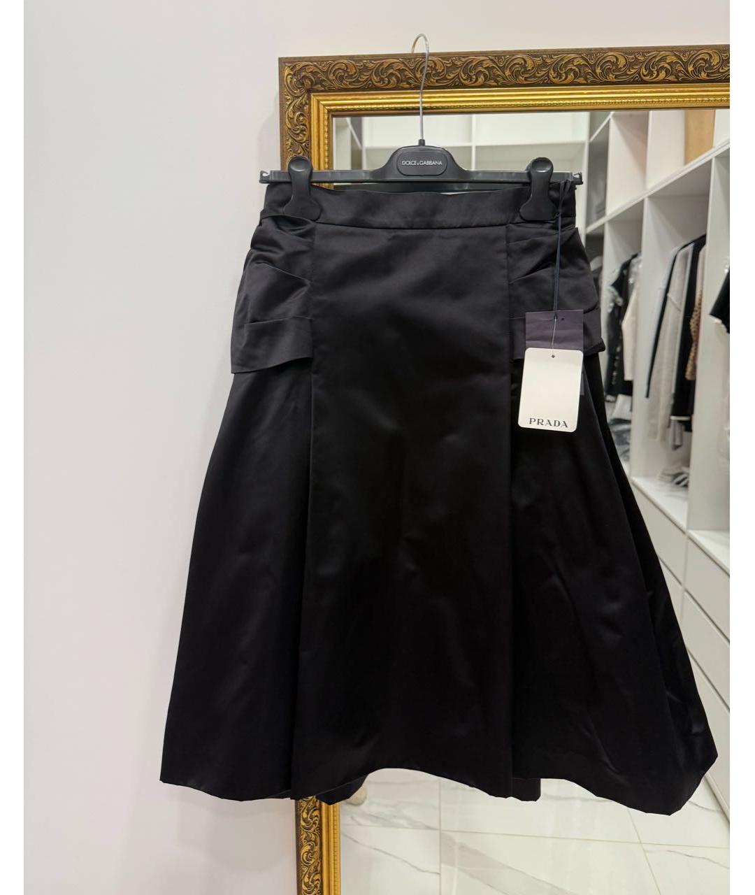 PRADA Черная шелковая юбка миди, фото 9