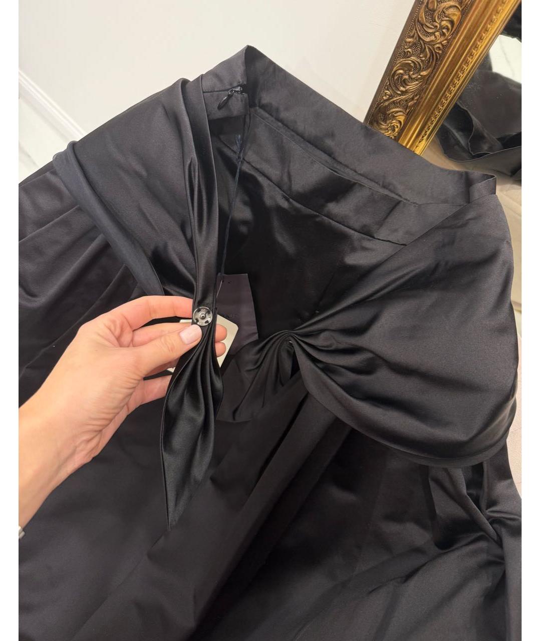 PRADA Черная шелковая юбка миди, фото 7