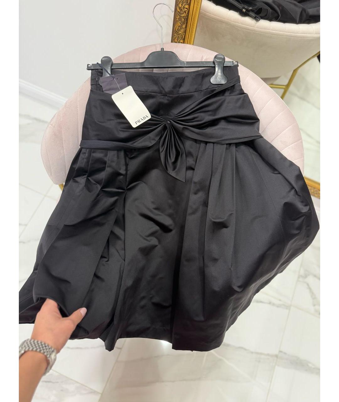PRADA Черная шелковая юбка миди, фото 2