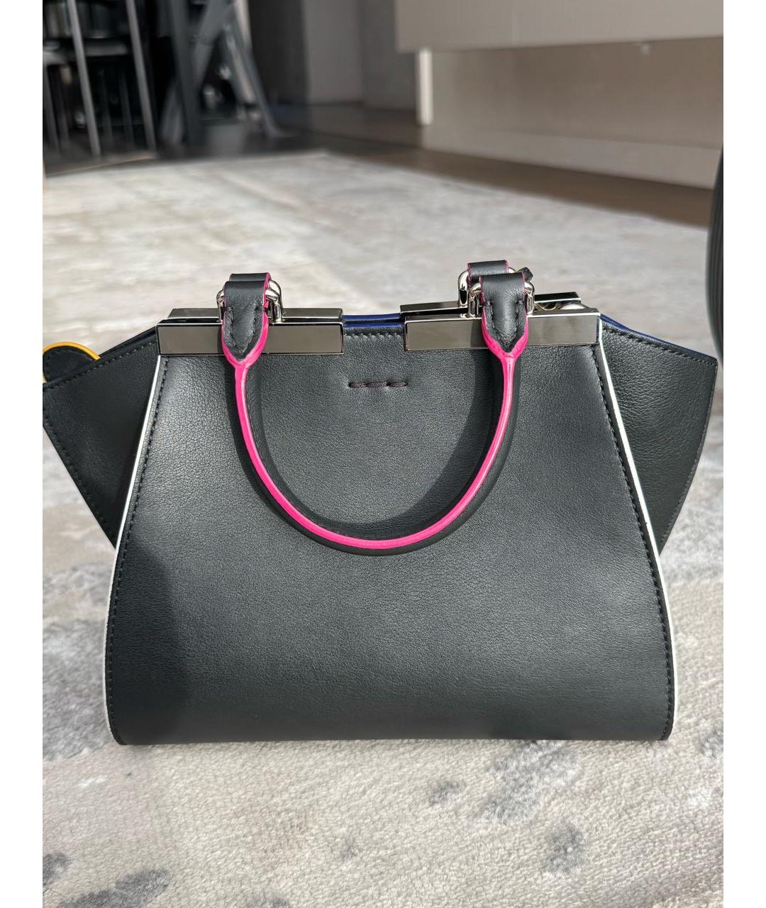 FENDI Черная кожаная сумка с короткими ручками, фото 2