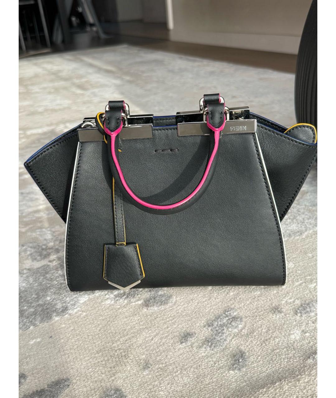FENDI Черная кожаная сумка с короткими ручками, фото 6