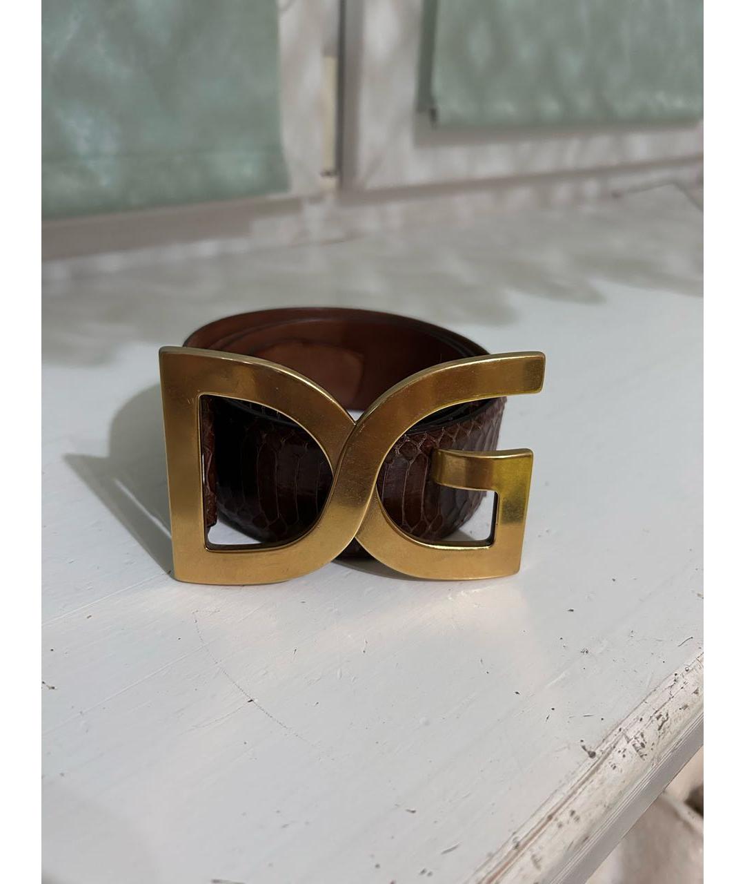 DOLCE&GABBANA Коричневый кожаный ремень, фото 4