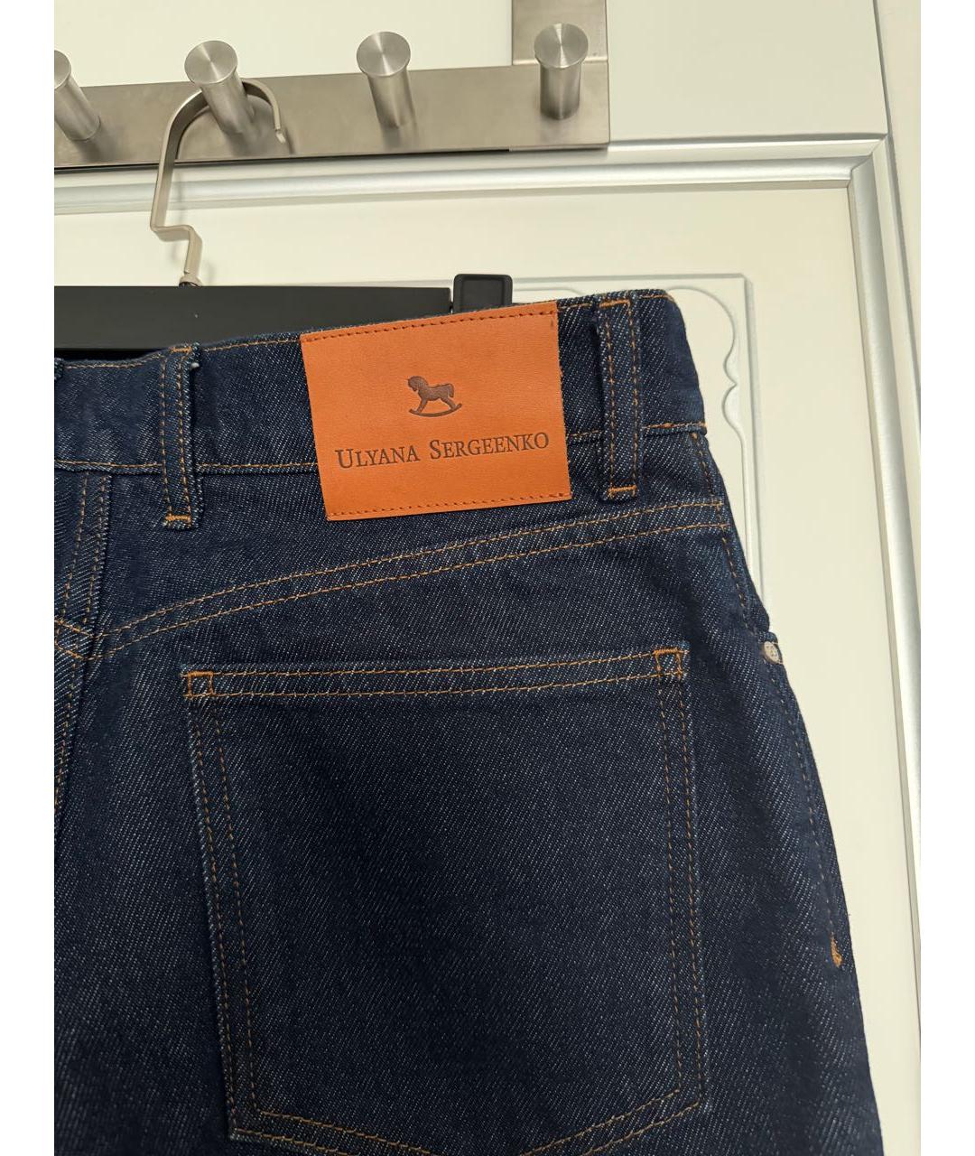 ULYANA SERGEENKO Темно-синие хлопковые прямые джинсы, фото 3