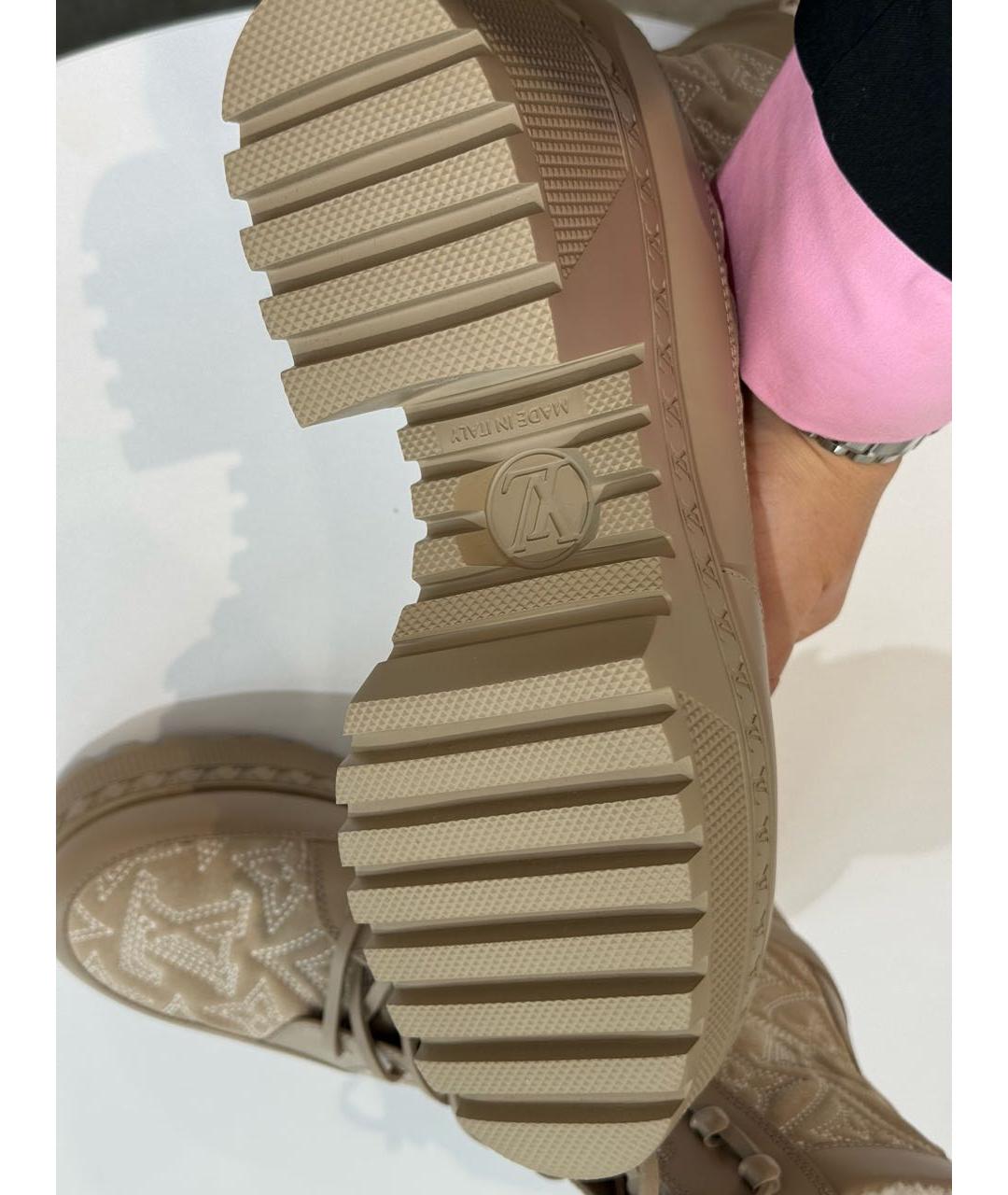LOUIS VUITTON Бежевые кожаные ботинки, фото 5