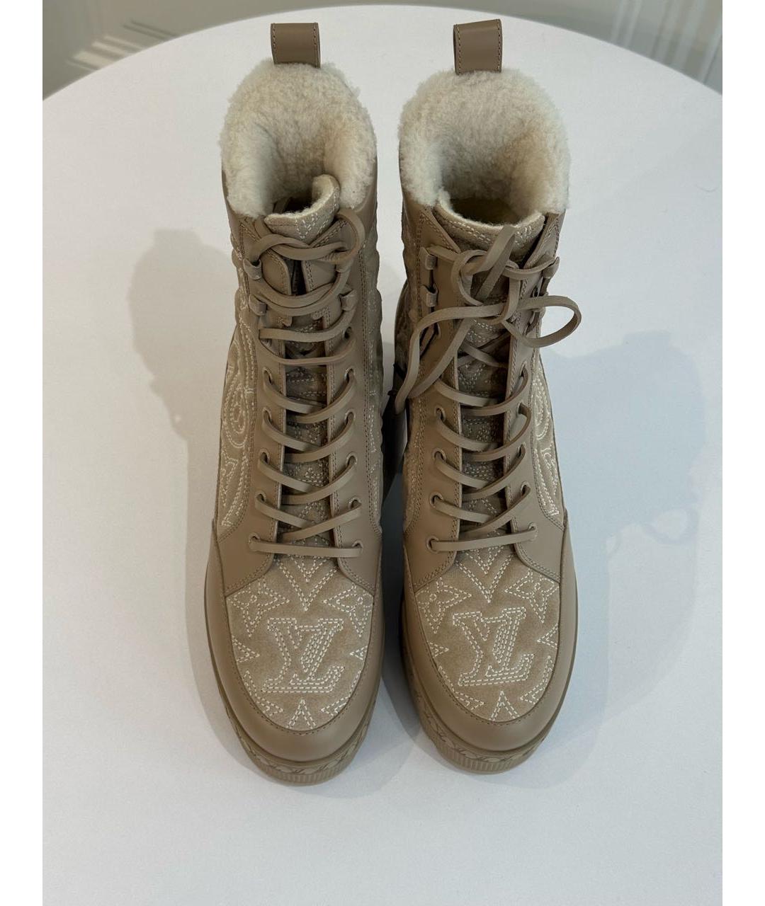 LOUIS VUITTON Бежевые кожаные ботинки, фото 2