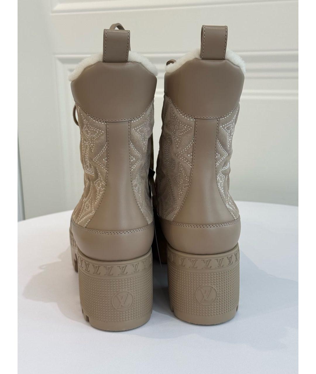 LOUIS VUITTON Бежевые кожаные ботинки, фото 4