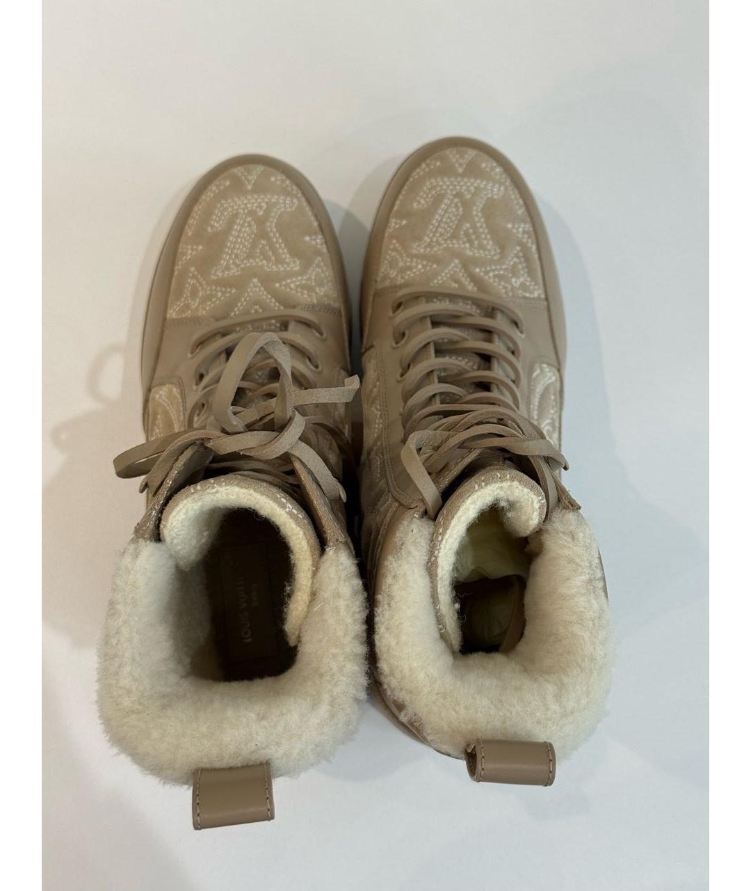 LOUIS VUITTON Бежевые кожаные ботинки, фото 3