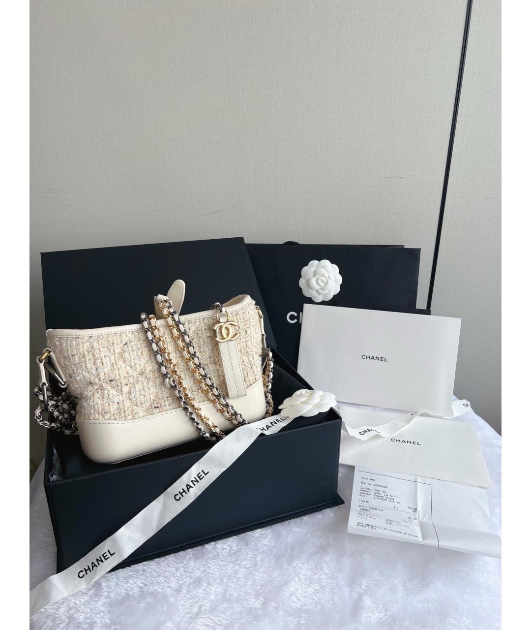 CHANEL Белая твидовая сумка через плечо, фото 2