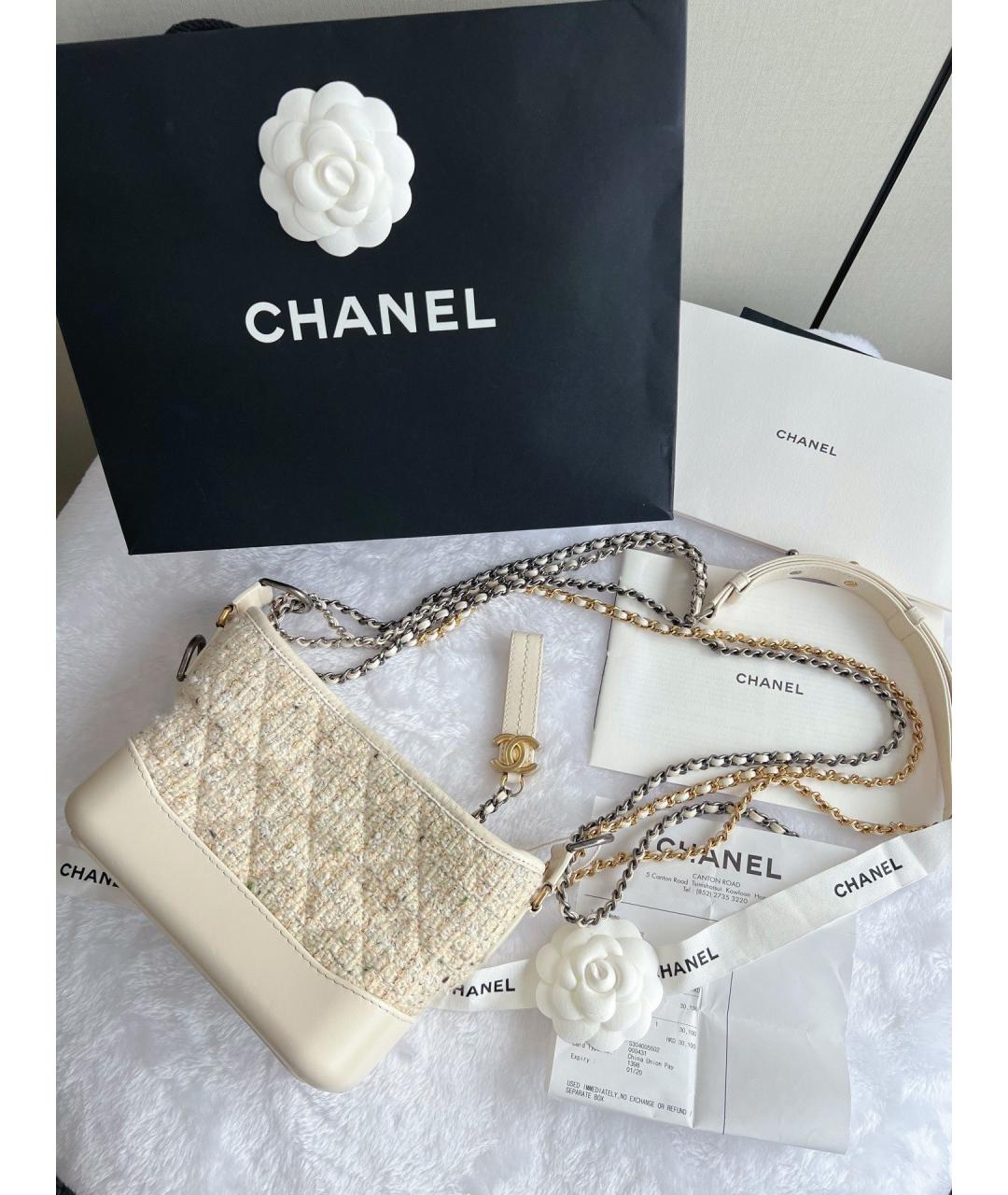 CHANEL Белая твидовая сумка через плечо, фото 5