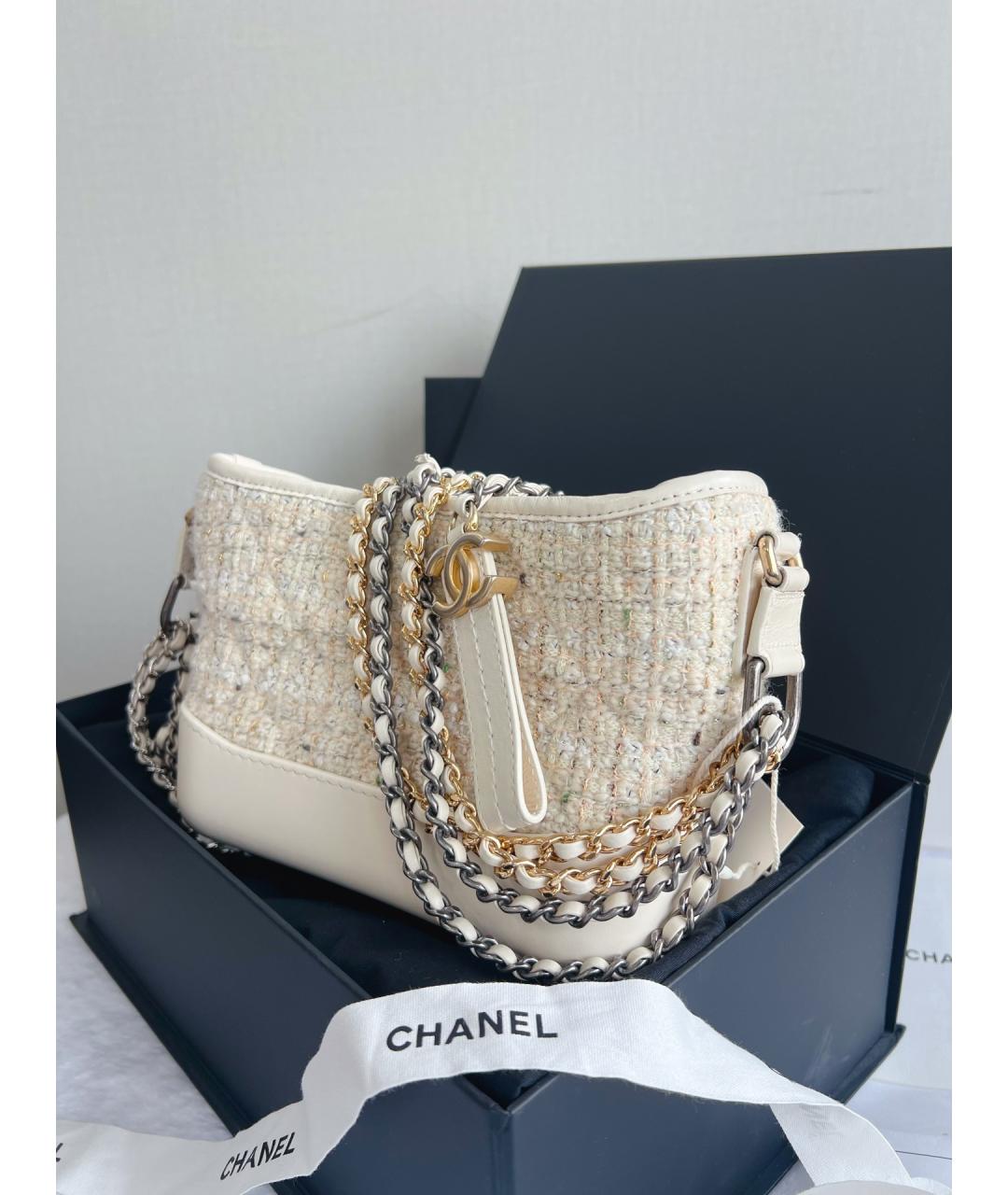 CHANEL Белая твидовая сумка через плечо, фото 4