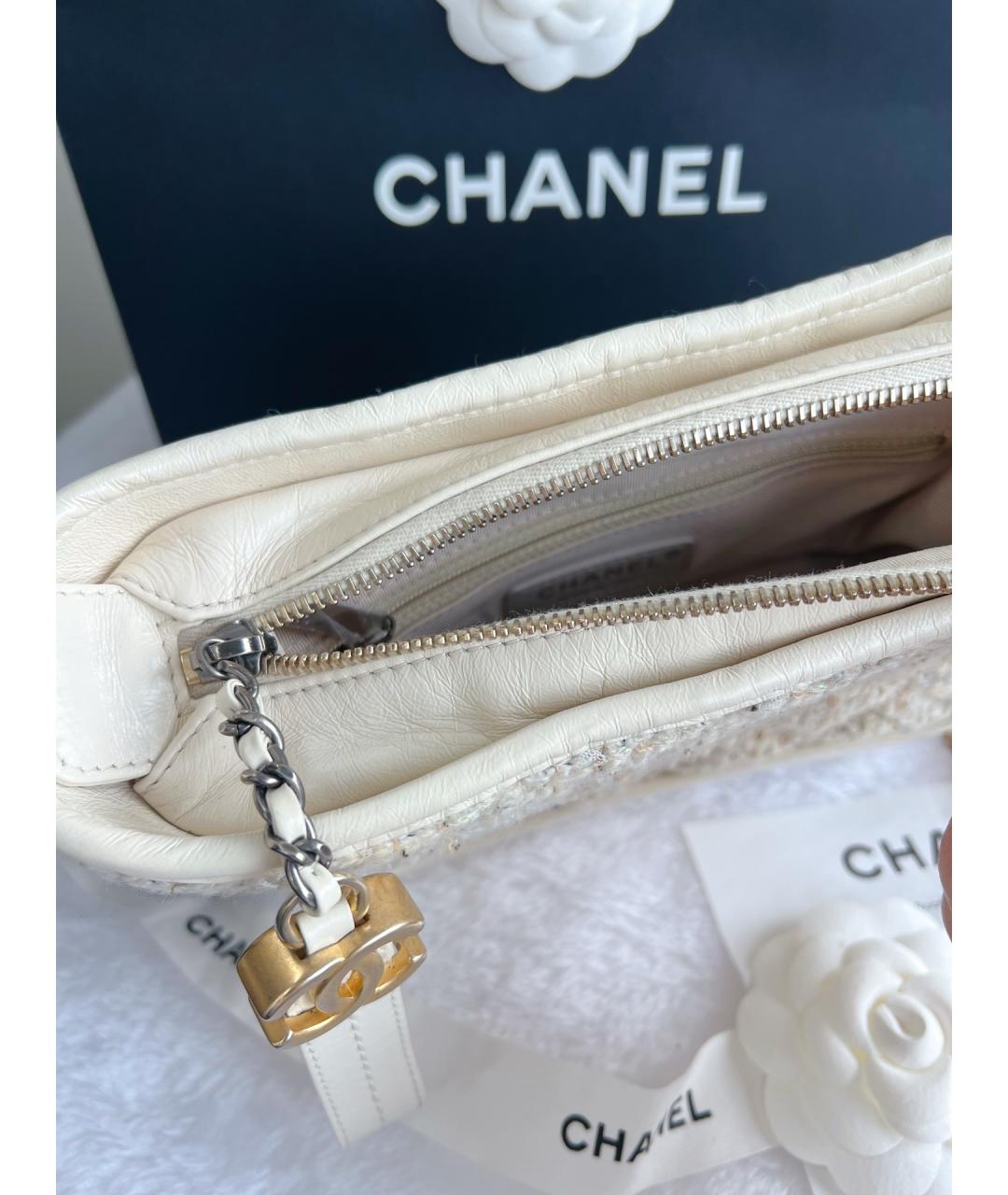 CHANEL Белая твидовая сумка через плечо, фото 6