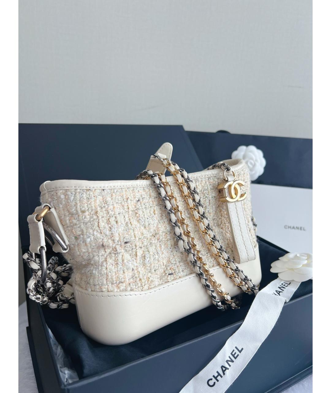 CHANEL Белая твидовая сумка через плечо, фото 3