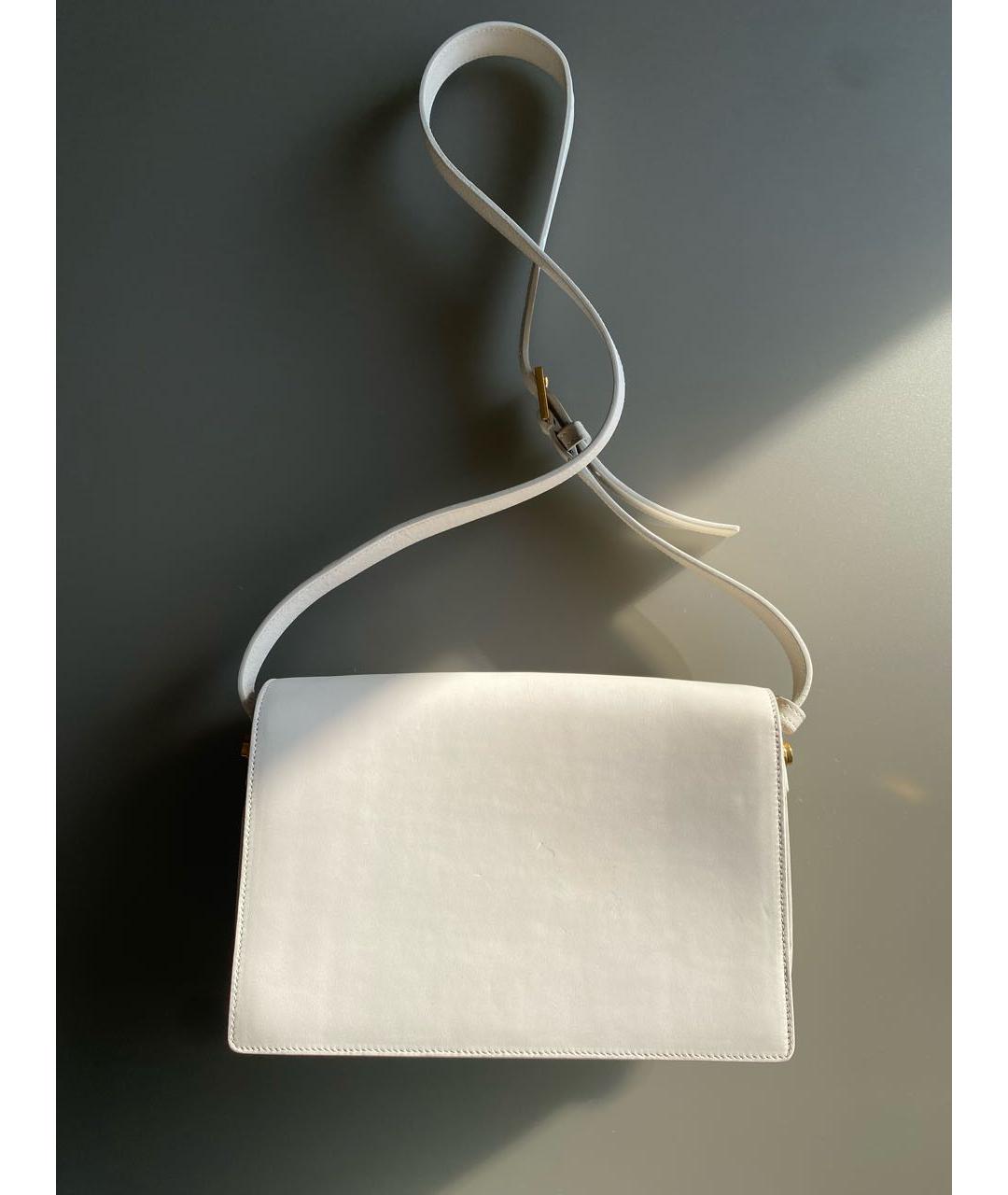 SAINT LAURENT Белая кожаная сумка через плечо, фото 3