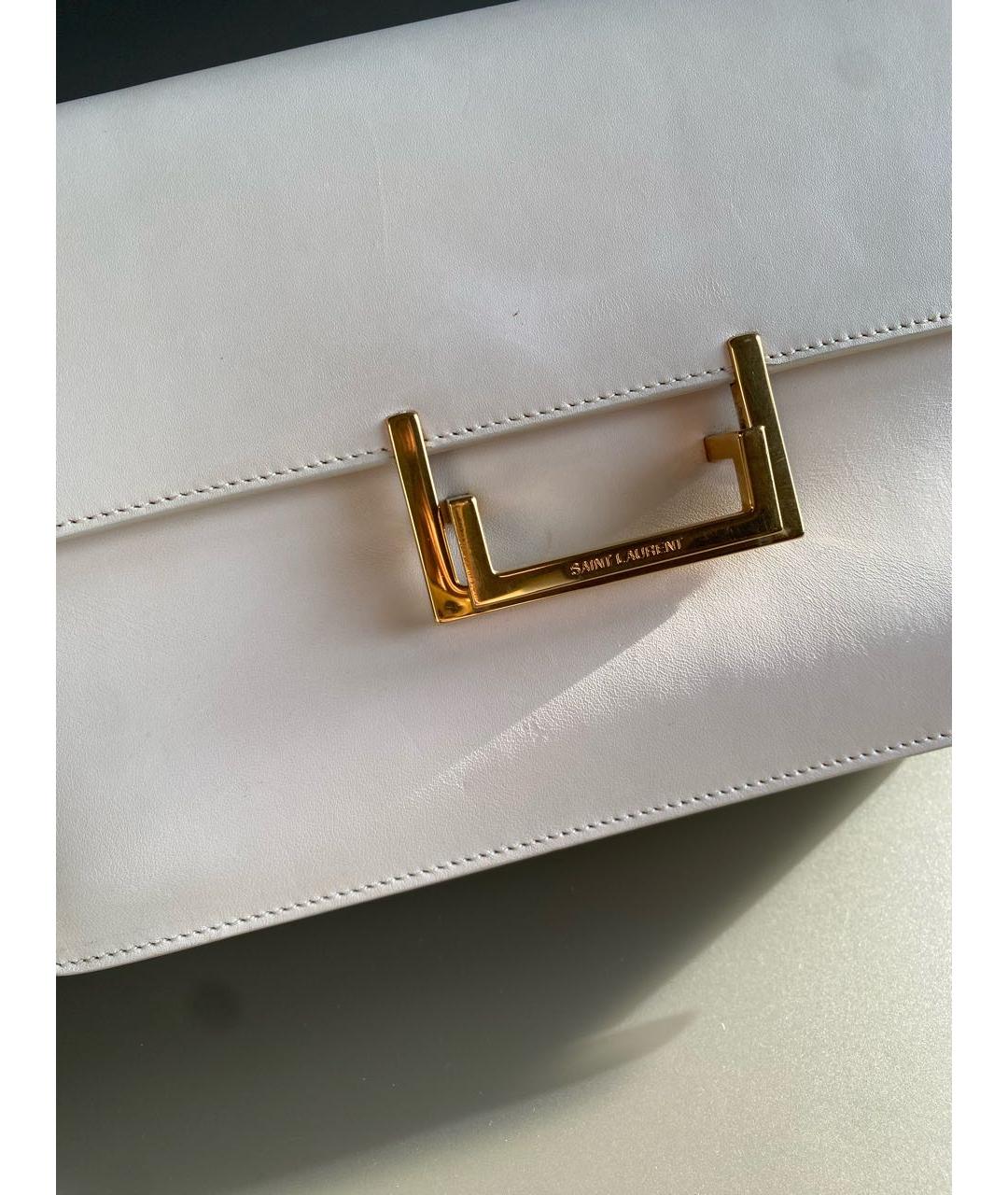 SAINT LAURENT Белая кожаная сумка через плечо, фото 8