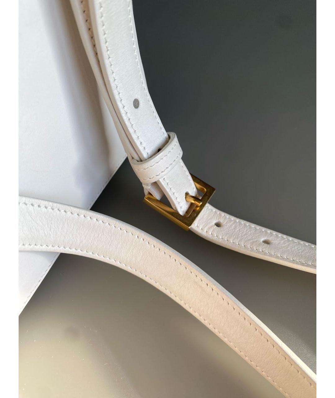 SAINT LAURENT Белая кожаная сумка через плечо, фото 6