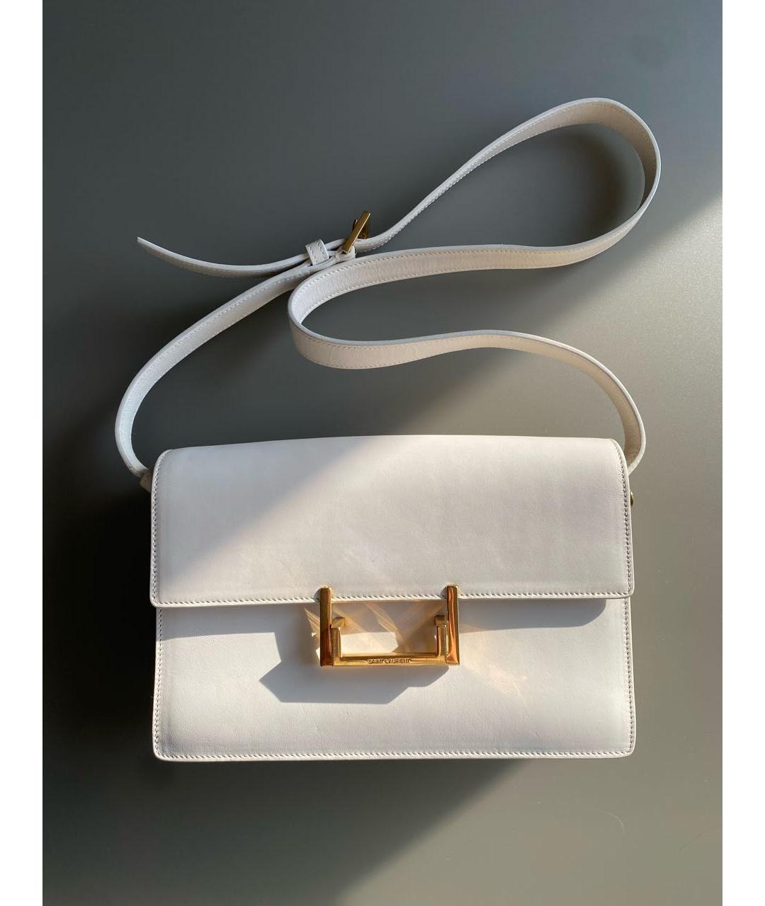 SAINT LAURENT Белая кожаная сумка через плечо, фото 9