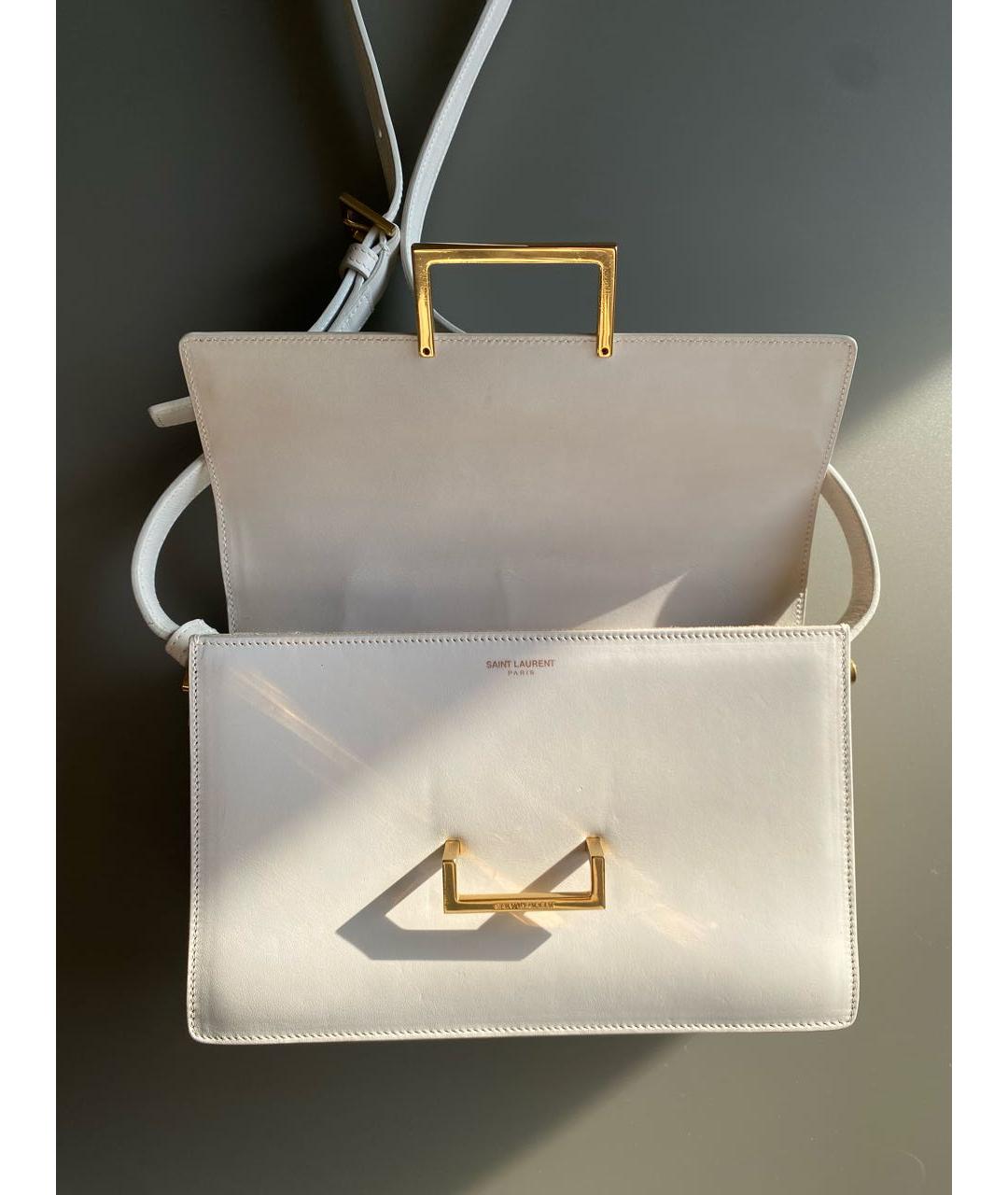 SAINT LAURENT Белая кожаная сумка через плечо, фото 5