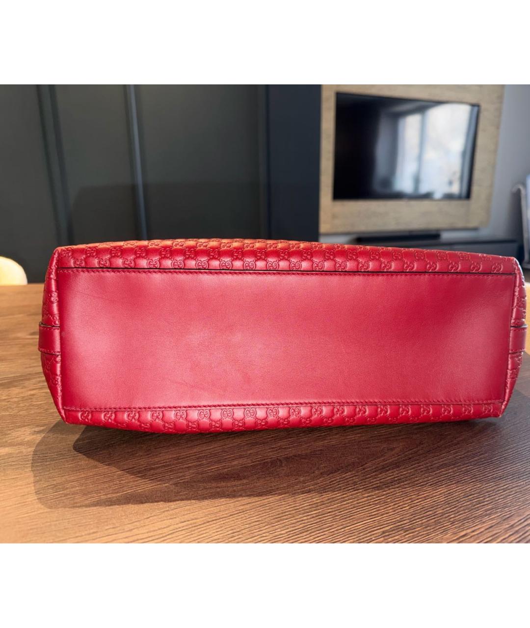 GUCCI Бордовая кожаная сумка с короткими ручками, фото 4