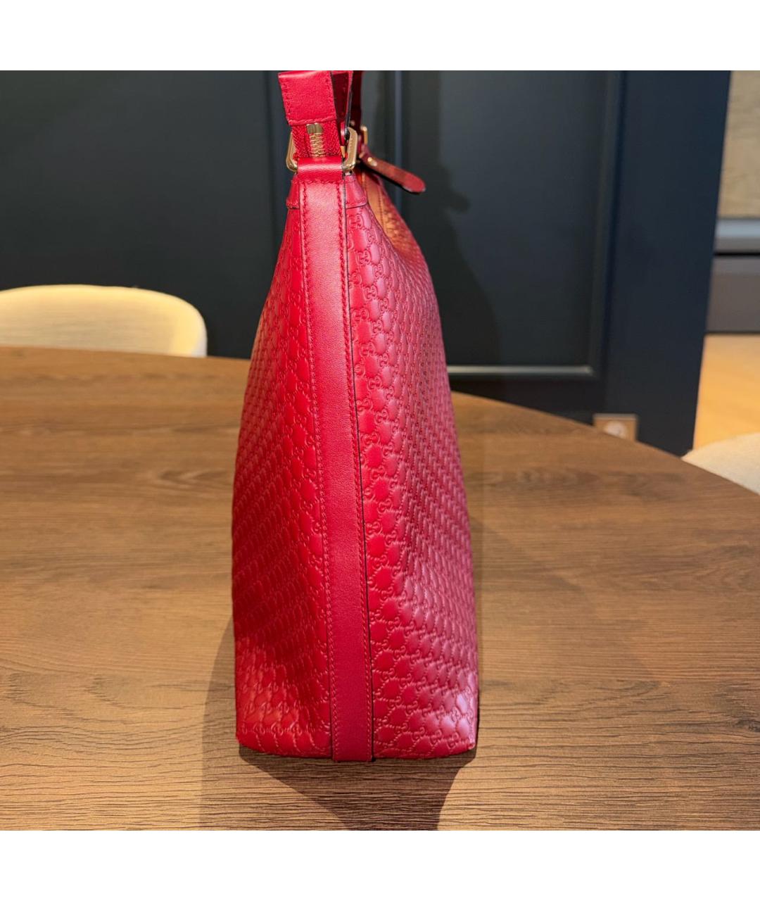 GUCCI Бордовая кожаная сумка с короткими ручками, фото 3