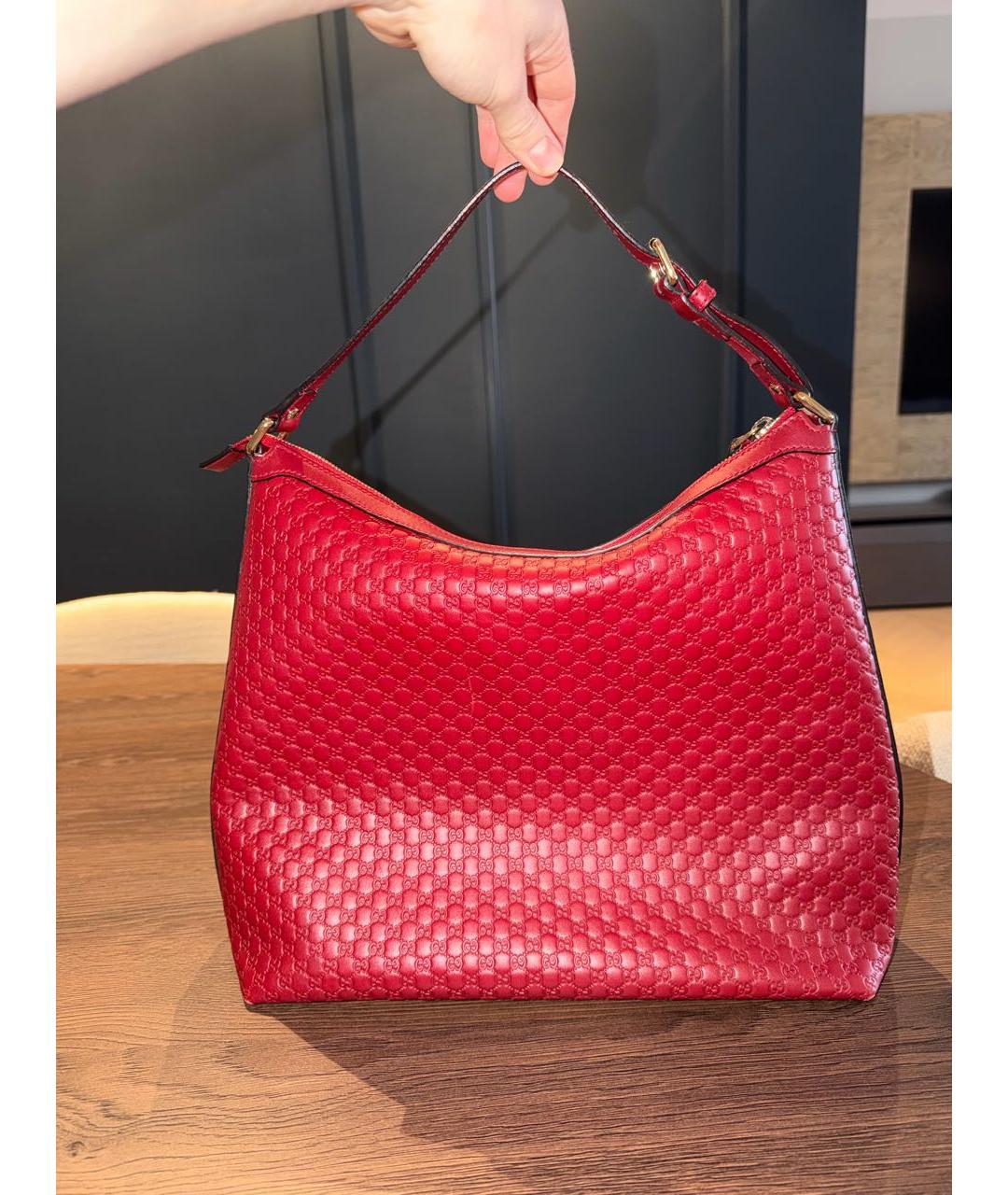 GUCCI Бордовая кожаная сумка с короткими ручками, фото 2