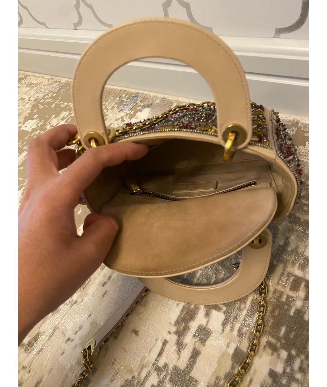 CHRISTIAN DIOR Бежевая кожаная сумка тоут, фото 4