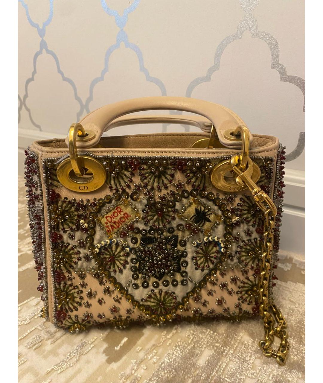 CHRISTIAN DIOR Бежевая кожаная сумка тоут, фото 3