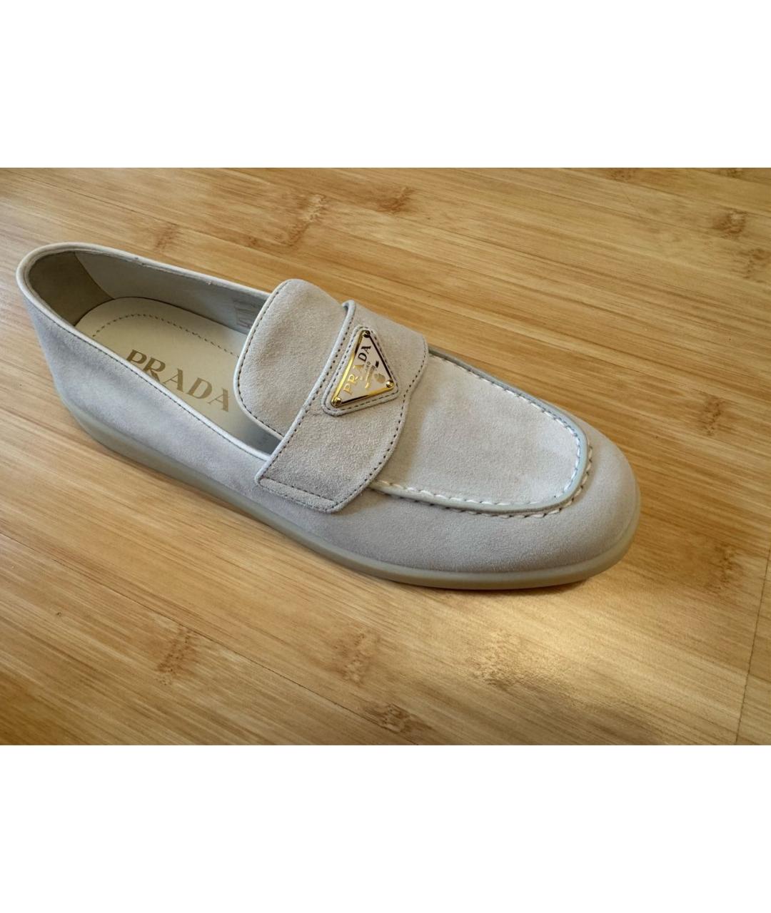 PRADA Бежевые замшевые лоферы, фото 2