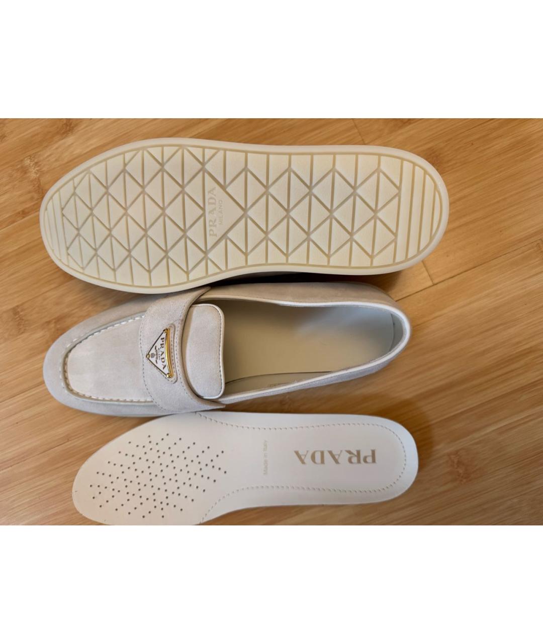 PRADA Бежевые замшевые лоферы, фото 7