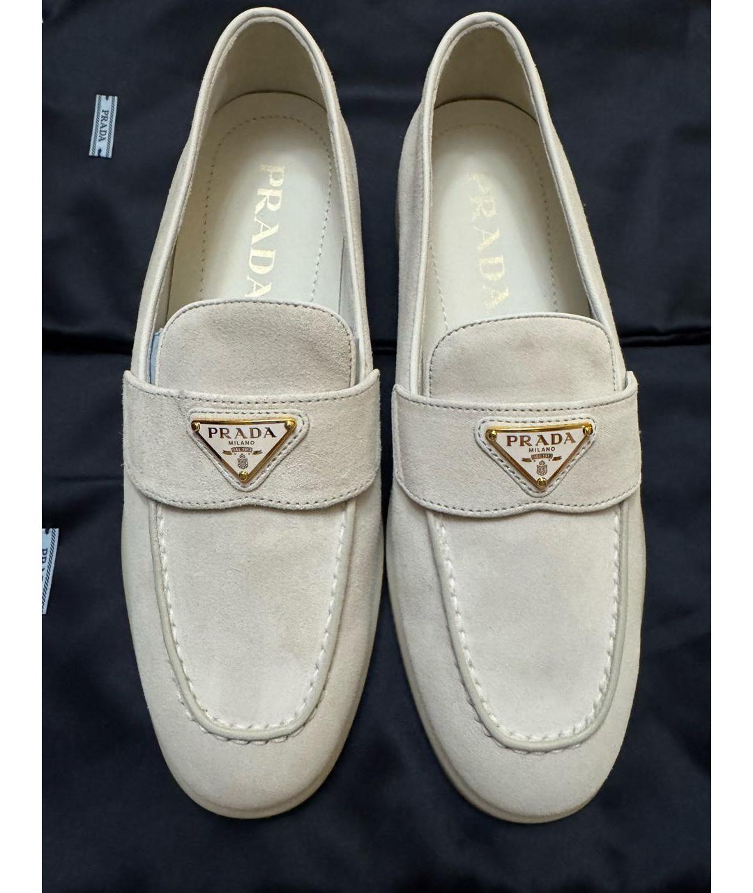 PRADA Бежевые замшевые лоферы, фото 3