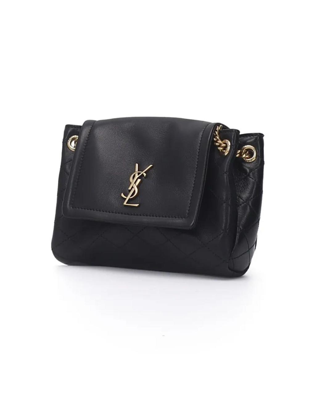 SAINT LAURENT Черная кожаная сумка через плечо, фото 2