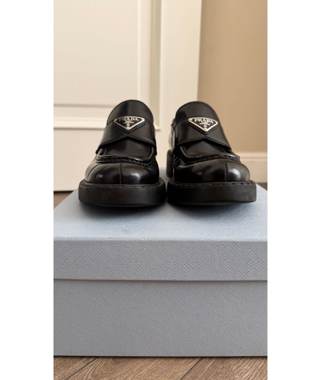 PRADA Черные кожаные лоферы, фото 5