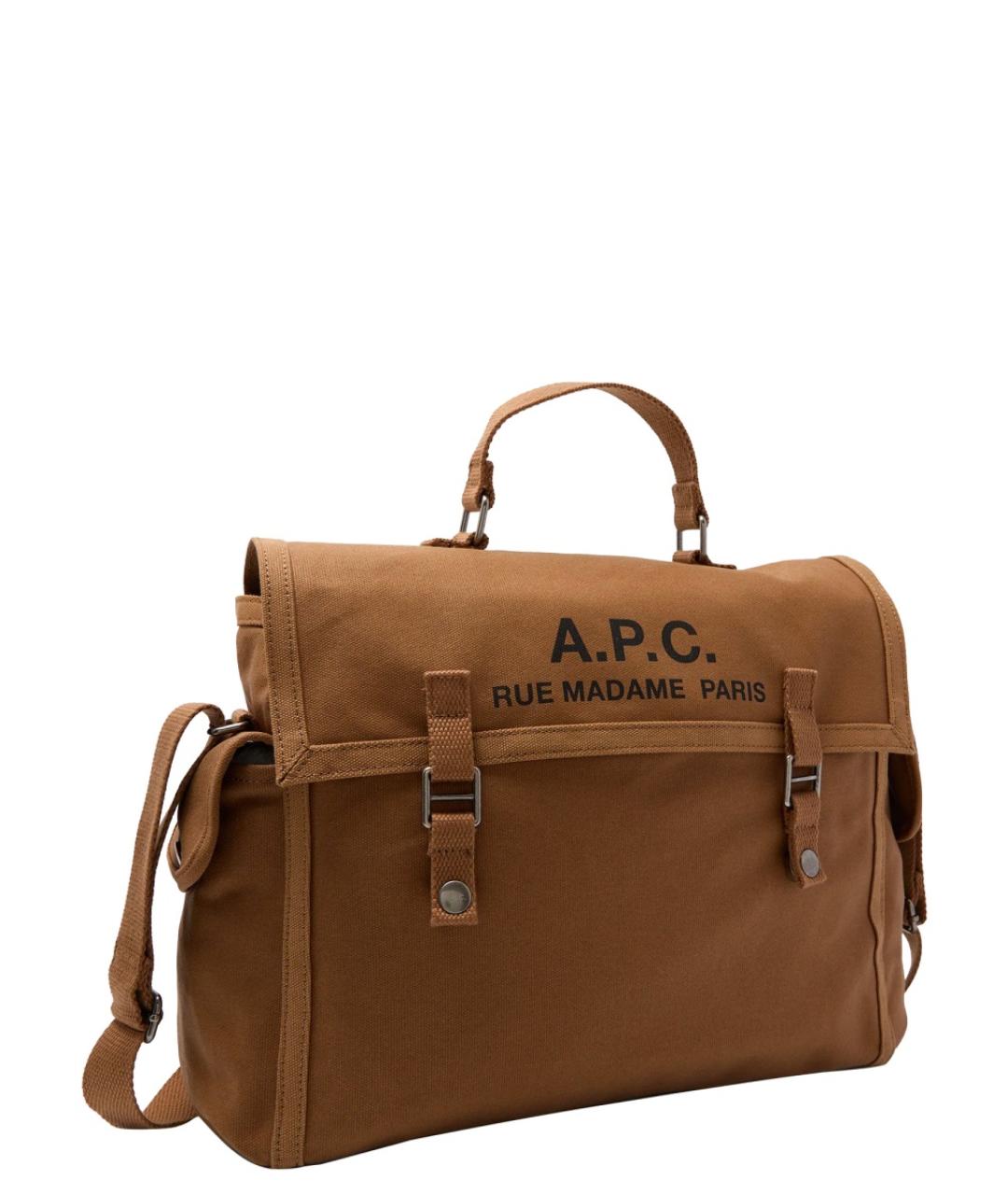 A.P.C. Бежевая хлопковая сумка на плечо, фото 2