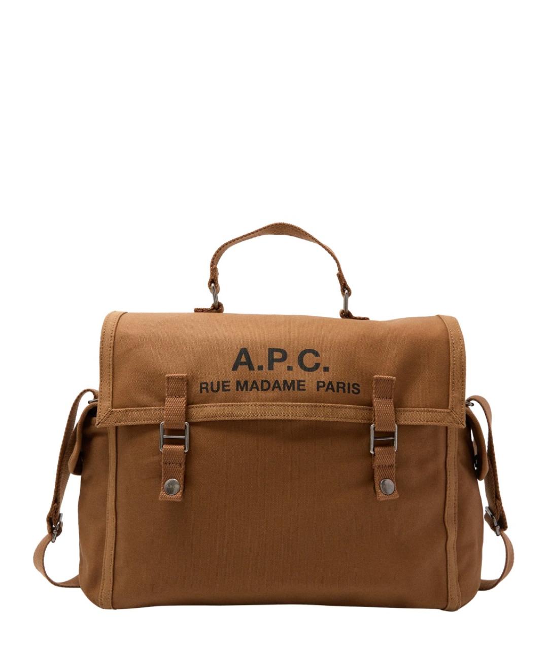 A.P.C. Бежевая хлопковая сумка на плечо, фото 1