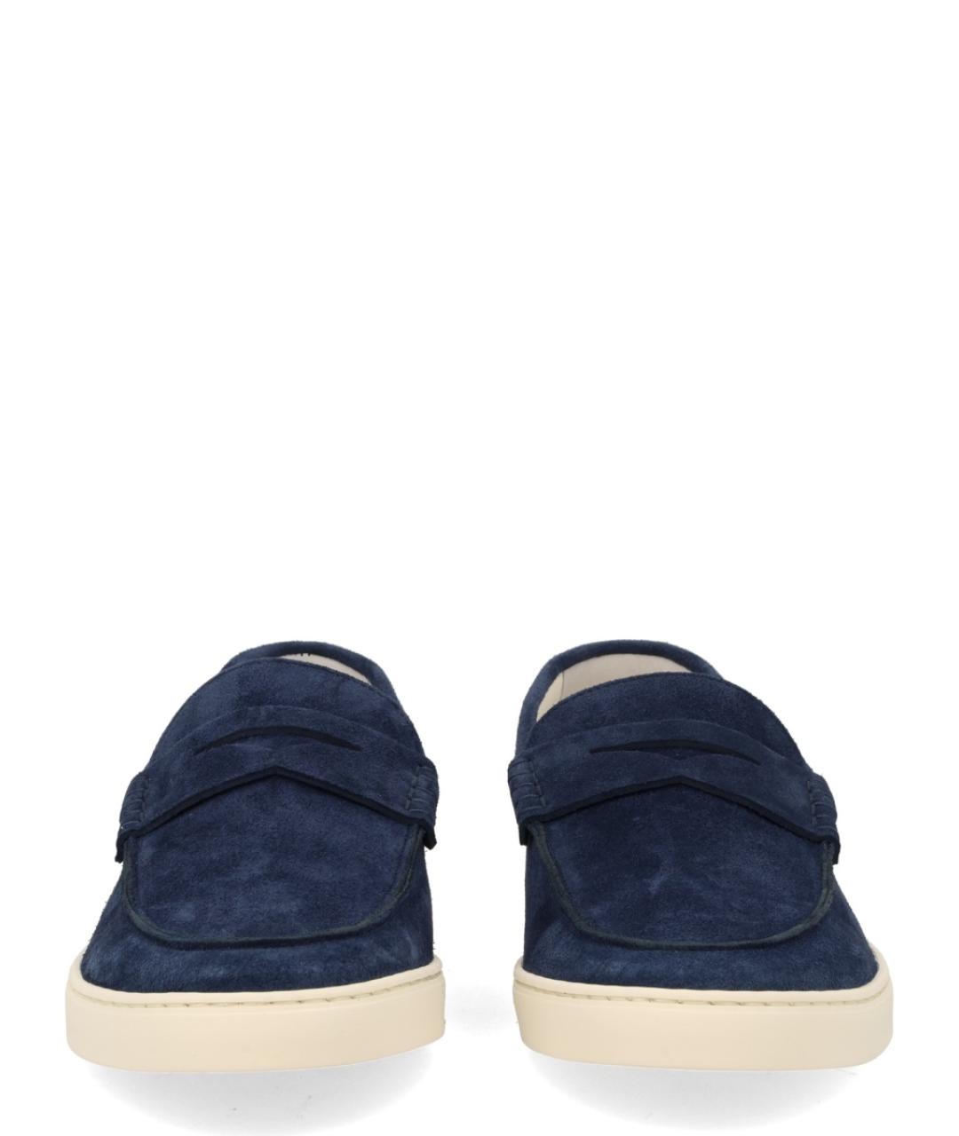 BRUNELLO CUCINELLI Синие кожаные лоферы, фото 3