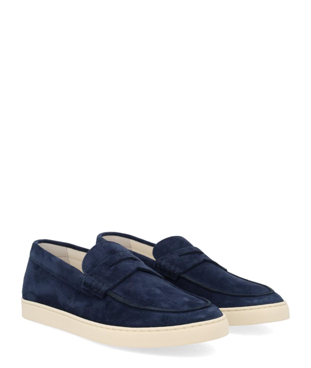 BRUNELLO CUCINELLI Синие кожаные лоферы, фото 2