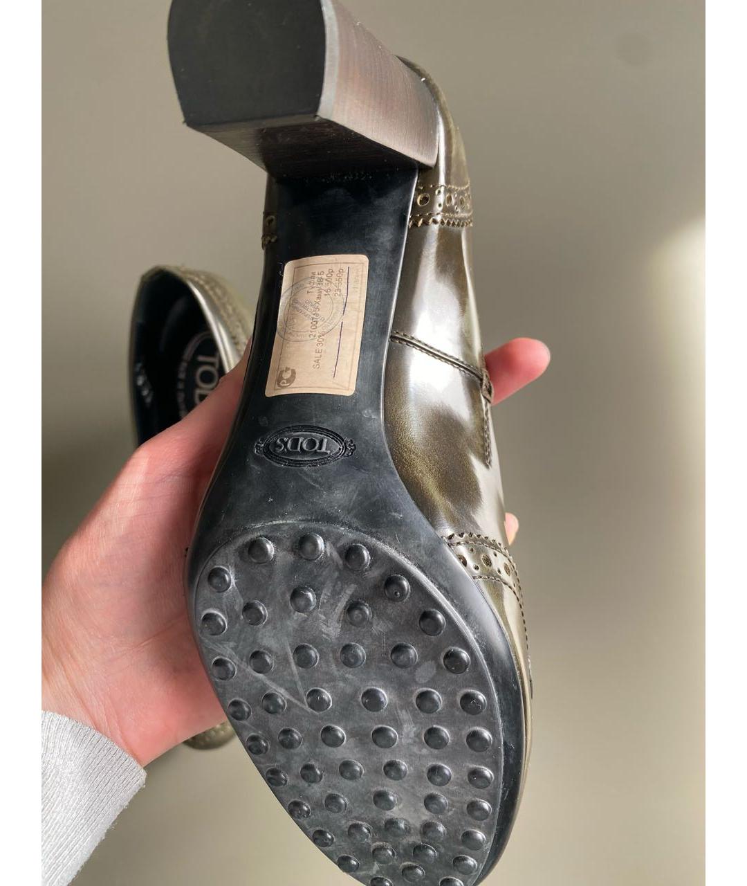TOD'S Хаки кожаные туфли, фото 7