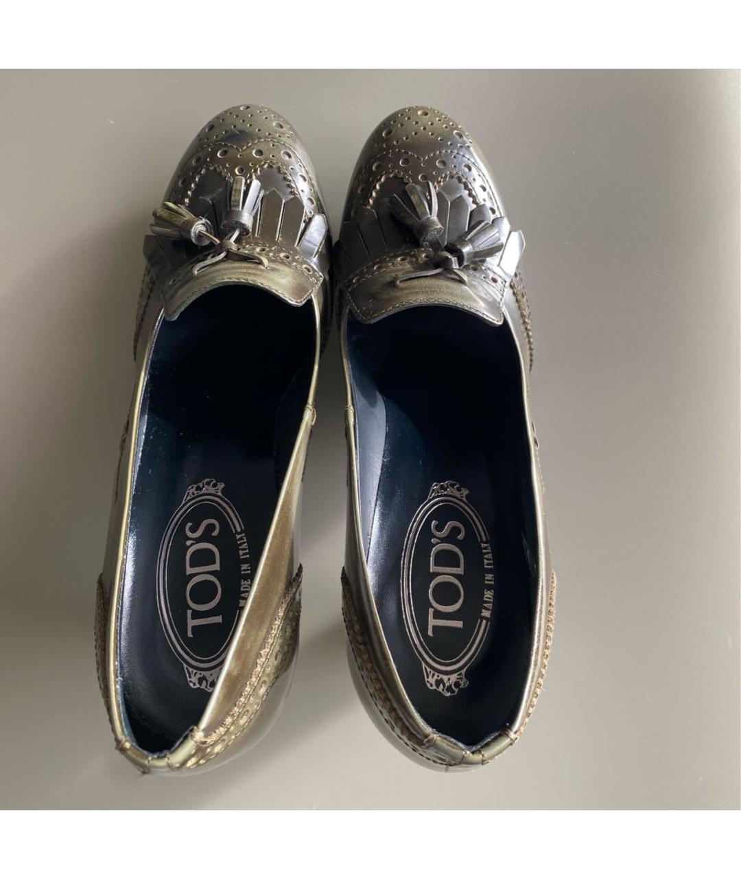 TOD'S Хаки кожаные туфли, фото 3