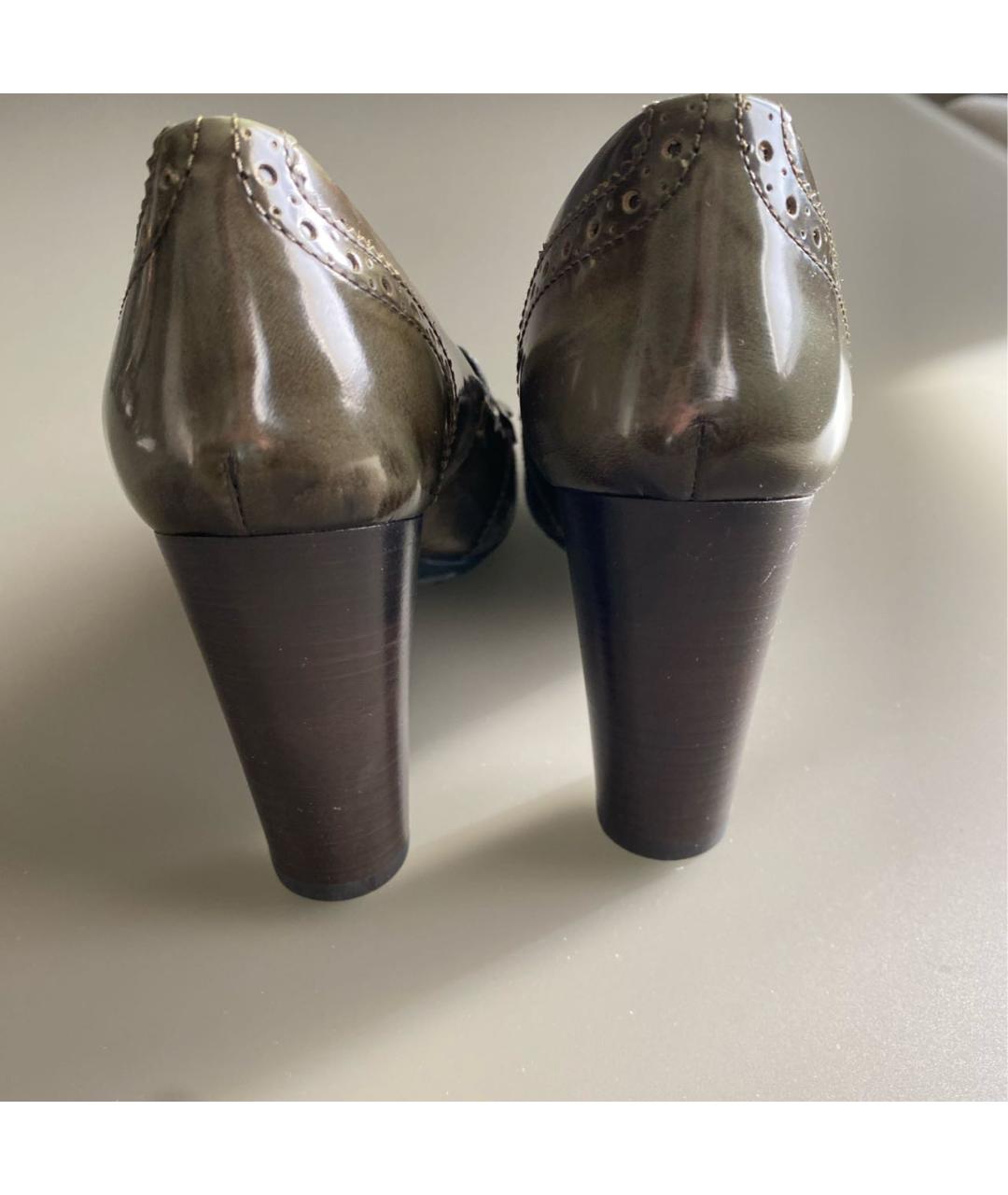 TOD'S Хаки кожаные туфли, фото 4