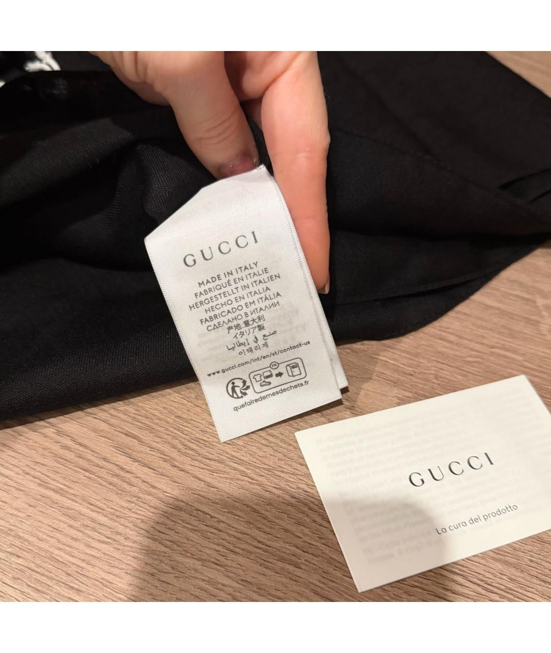 GUCCI Черный шерстяной платок, фото 6