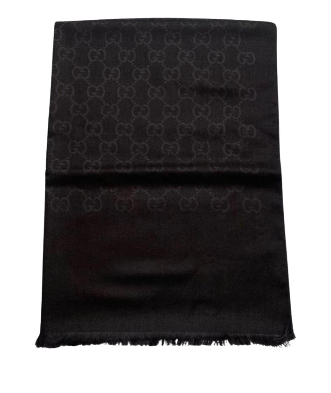 GUCCI Черный шерстяной платок, фото 1