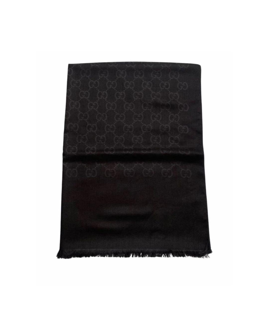 GUCCI Черный шерстяной платок, фото 8